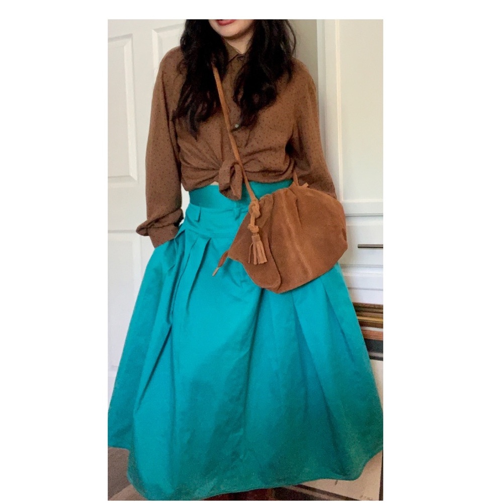 Vintage turquoise teal high waist skirt